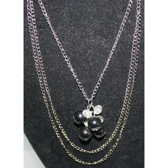 3/$15 Black Beaded Necklace & Matching Earrings Triple Strand New Womens Jewelry - Picture 2 of 5